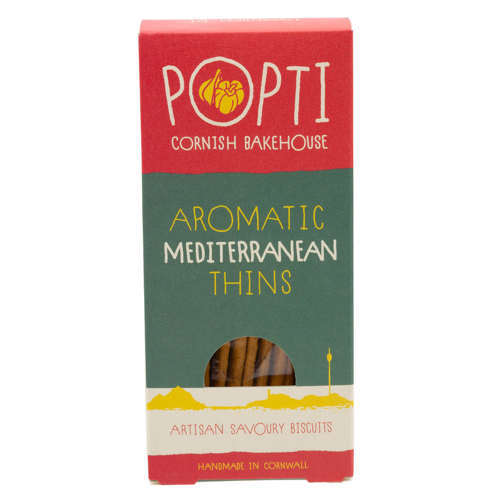Lobbs Farm Shop, Heligan, Cornwall - Popti Cornish Bakehouse - Aromatic Mediterranean Thins 120g