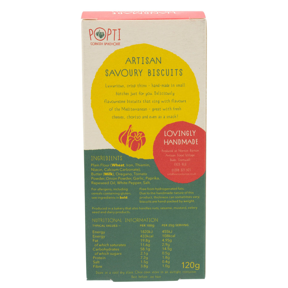 Lobbs Farm Shop, Heligan, Cornwall - Popti Cornish Bakehouse - Aromatic Mediterranean Thins 120g
