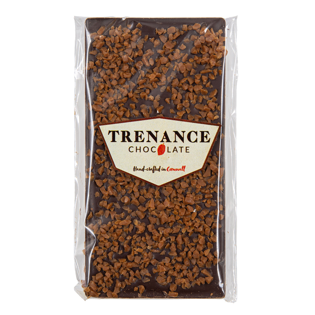 Trenance - Plain Chocolate Bar Toped with Salted Caramel Flakes 110g