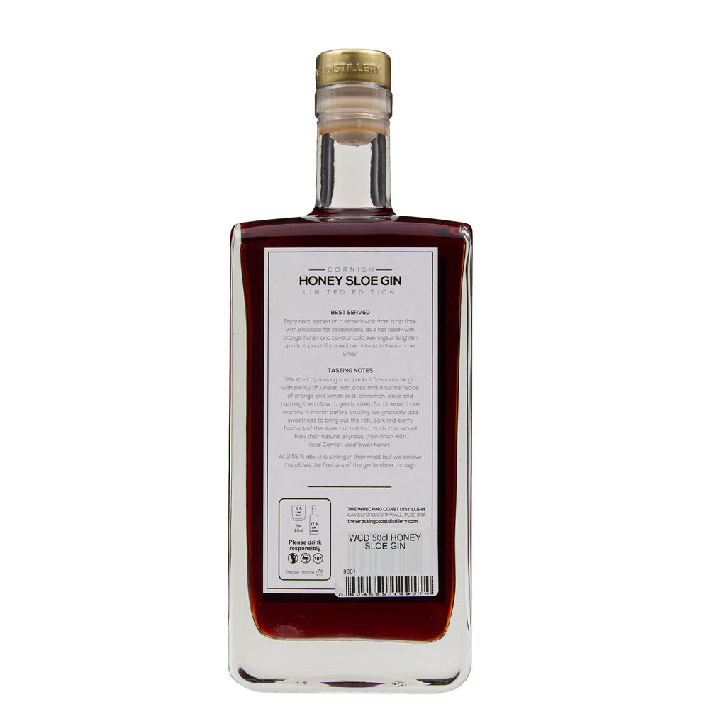 Lobbs Farm Shop - The Wrecking Coast Distillery - Cornish Honey Sloe Gin Liqueur 50cl - Made in Cornwall